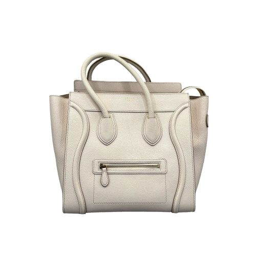 Celine Small Luggage Phantom Grained Calfskin White