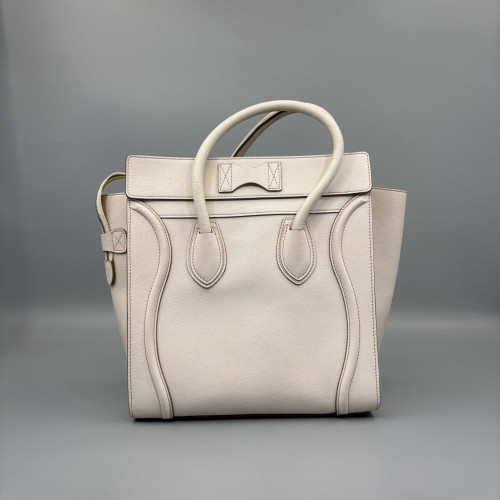 Celine Small Luggage Phantom Grained Calfskin White
