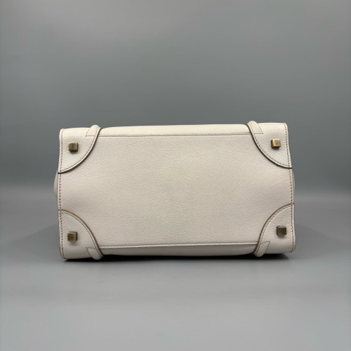Celine Small Luggage Phantom Grained Calfskin White