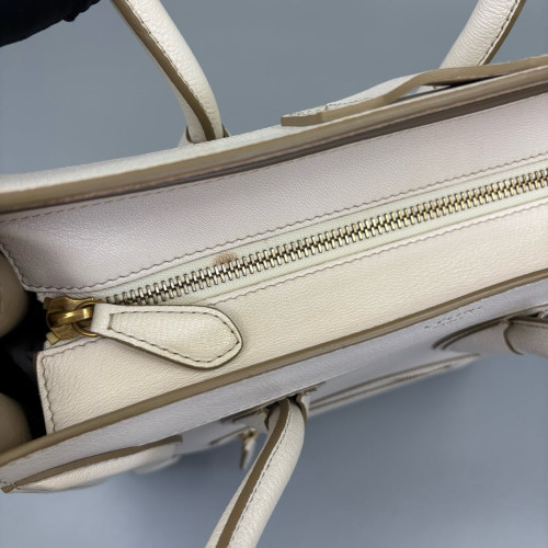 Celine Small Luggage Phantom Grained Calfskin White