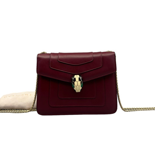 Bvlgari Small Serpenti Forever Shoulder Bag Calfskin Burgundy