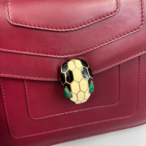 Bvlgari Small Serpenti Forever Shoulder Bag Calfskin Burgundy
