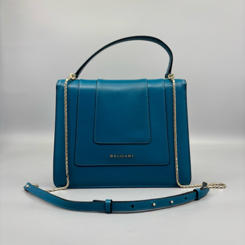 Bvlgari Large Serpenti Forever Top Handle Bag Calfskin Blue