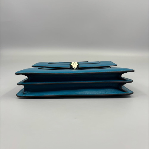 Bvlgari Large Serpenti Forever Top Handle Bag Calfskin Blue
