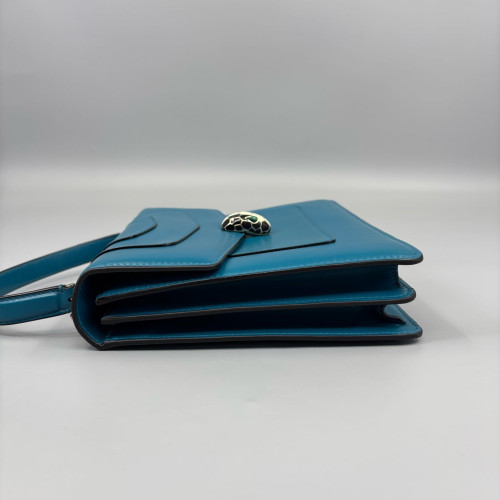 Bvlgari Large Serpenti Forever Top Handle Bag Calfskin Blue