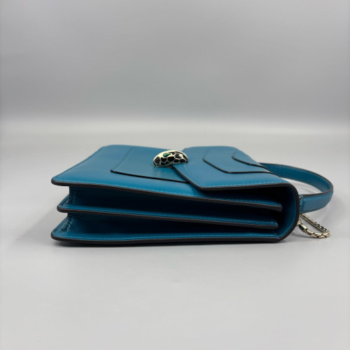 Bvlgari Large Serpenti Forever Top Handle Bag Calfskin Blue