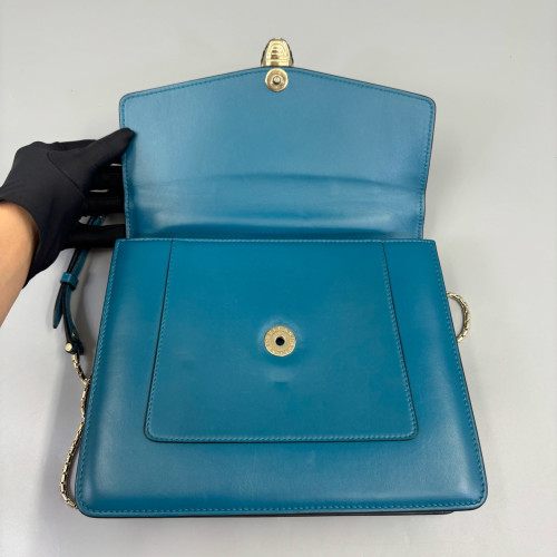 Bvlgari Large Serpenti Forever Top Handle Bag Calfskin Blue