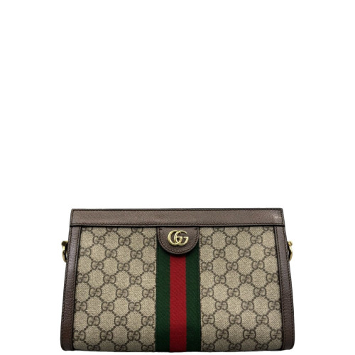 Gucci Web Small Ophidia Chain Shoulder Bag GG Supreme Monogram Beige Brown Green