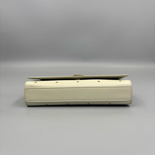 Yves Saint Laurent Print Medium Classic Kate Calfskin Beige Mystic White