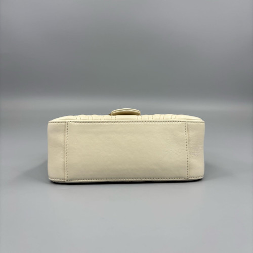 Gucci Mini GG Marmont Top Handle Shoulder Bag Calfskin White