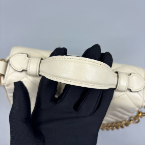Gucci Mini GG Marmont Top Handle Shoulder Bag Calfskin White
