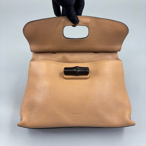 Gucci Bamboo Small Bamboo Daily Top Handle Bag Grained Calfskin Brown Gucci Bamboo Small Bamboo Daily Top Handle Bag Grained Calfskin Brown