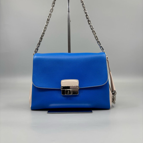 Dior Diorling Shoulder Bag Calfskin Blue Beige