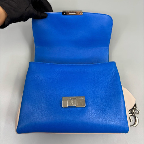Dior Diorling Shoulder Bag Calfskin Blue Beige