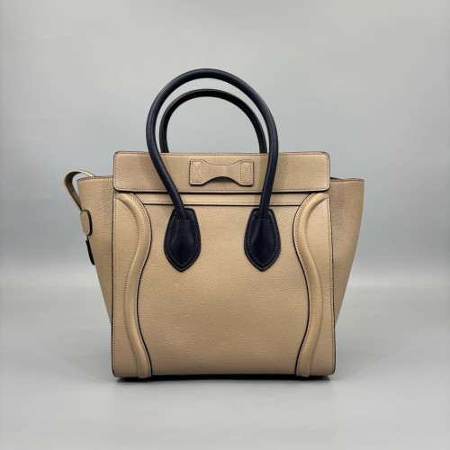 Celine Micro Luggage Grained Calfskin Black Beige Clair