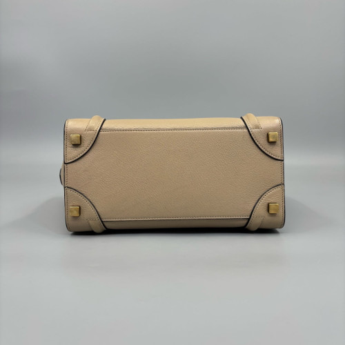 Celine Micro Luggage Grained Calfskin Black Beige Clair