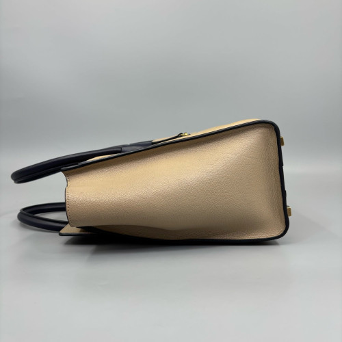 Celine Micro Luggage Grained Calfskin Black Beige Clair