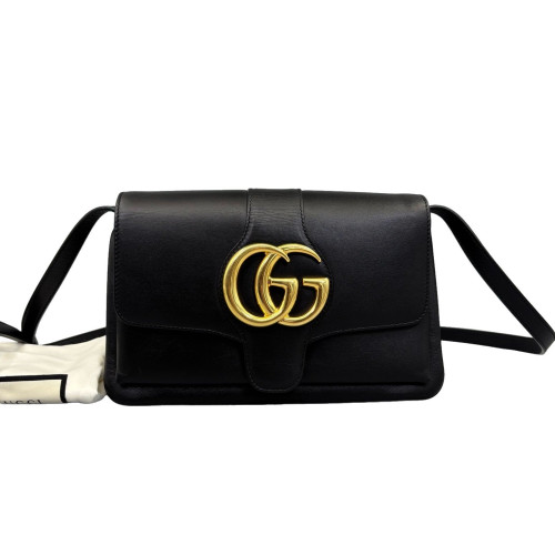 Gucci Small Arli Flap Shoulder Bag Calfskin Black