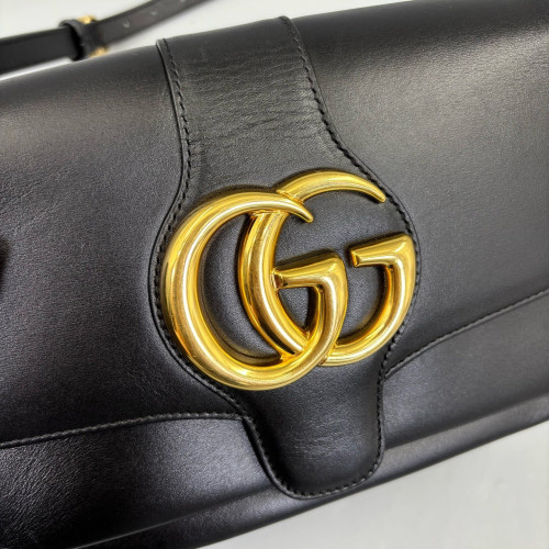 Gucci Small Arli Flap Shoulder Bag Calfskin Black