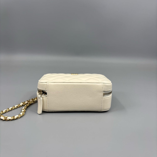 Chanel Quilted Camera Case Calfskin White