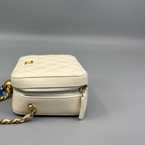 Chanel Quilted Camera Case Calfskin White