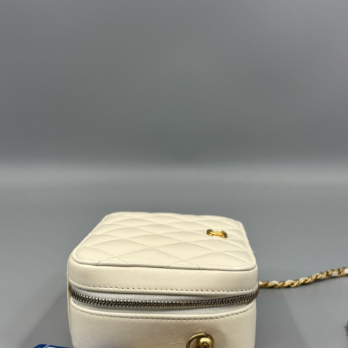 Chanel Quilted Camera Case Calfskin White