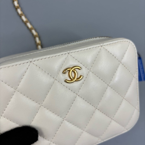 Chanel Quilted Camera Case Calfskin White