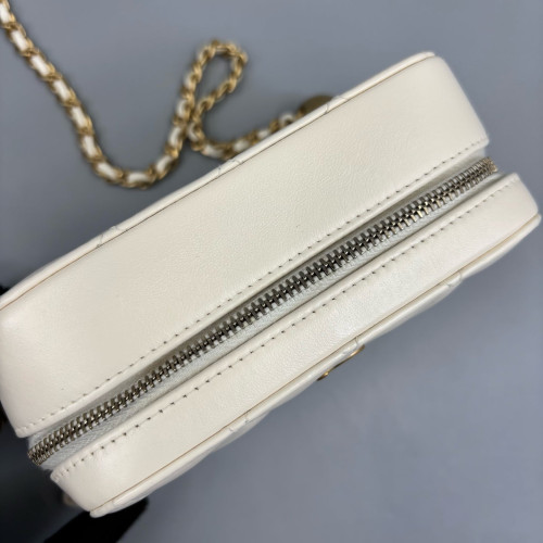 Chanel Quilted Camera Case Calfskin White