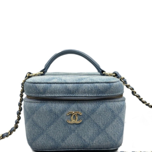 Chanel Mini Top Handle Vanity Case Denim Blue
