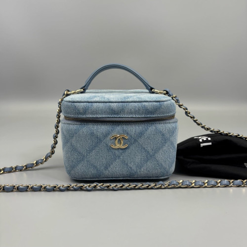 Chanel Mini Top Handle Vanity Case Denim Blue