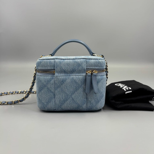 Chanel Mini Top Handle Vanity Case Denim Blue