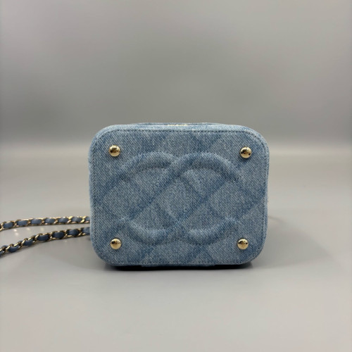 Chanel Mini Top Handle Vanity Case Denim Blue