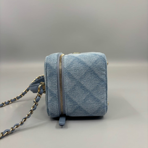 Chanel Mini Top Handle Vanity Case Denim Blue