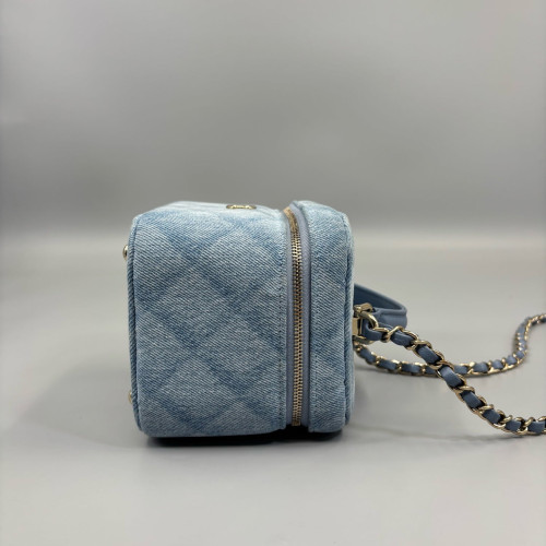 Chanel Mini Top Handle Vanity Case Denim Blue