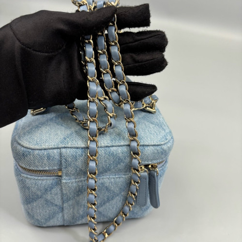 Chanel Mini Top Handle Vanity Case Denim Blue