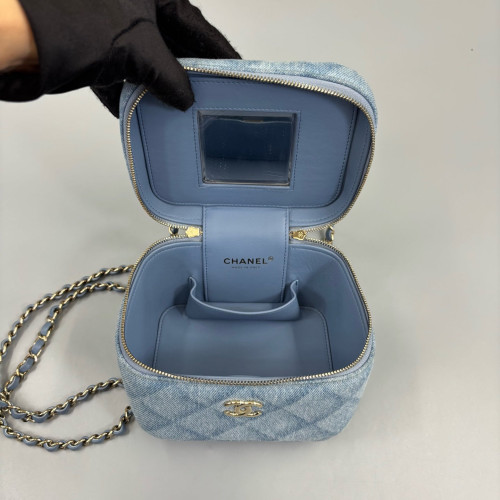 Chanel Mini Top Handle Vanity Case Denim Blue
