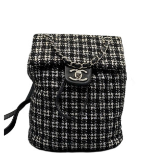 Chanel Houndstooth Small Salzburg Backpack Tweed Black White