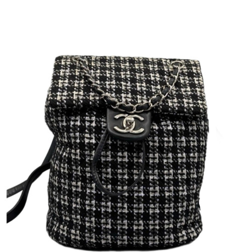 Chanel Houndstooth Small Salzburg Backpack Tweed Black White
