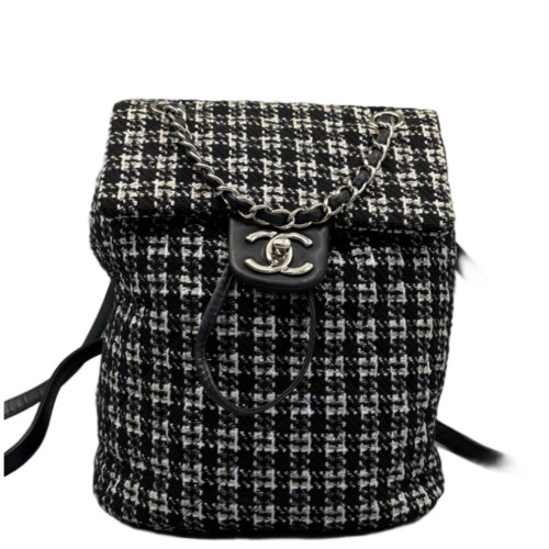 Chanel Houndstooth Small Salzburg Backpack Tweed Black White