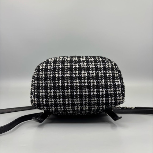 Chanel Houndstooth Small Salzburg Backpack Tweed Black White