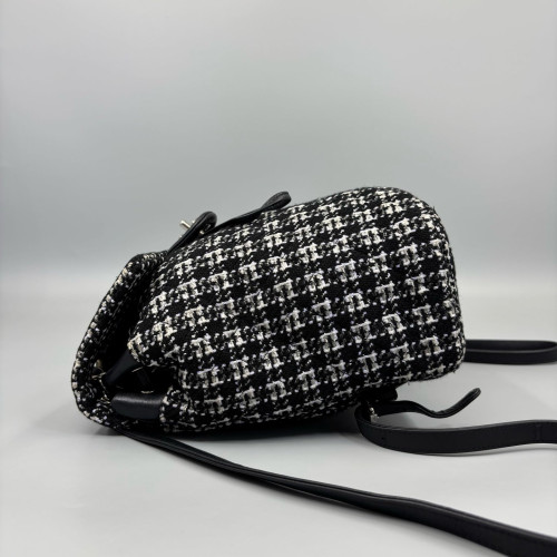 Chanel Houndstooth Small Salzburg Backpack Tweed Black White