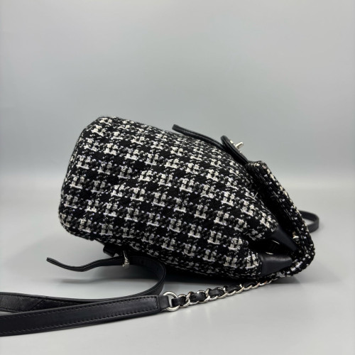 Chanel Houndstooth Small Salzburg Backpack Tweed Black White