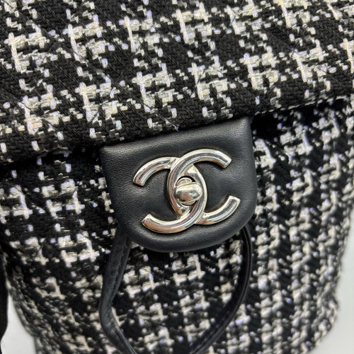 Chanel Houndstooth Small Salzburg Backpack Tweed Black White