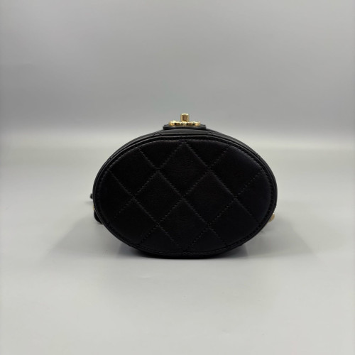 Chanel Quilted Tubular Vanity Case Calfskin Black Chanel Quilted Tubular Vanity Case Calfskin Black
