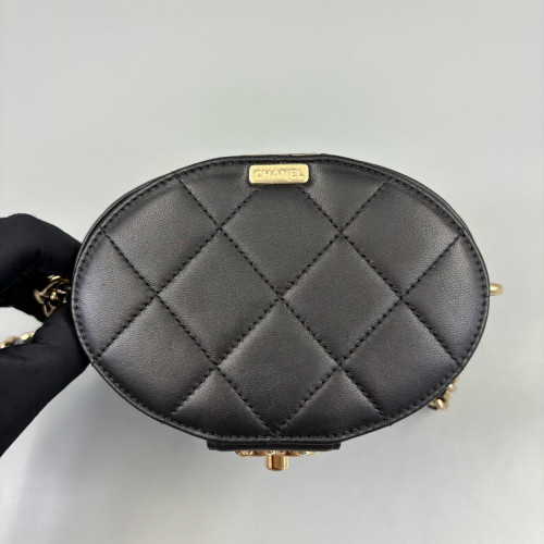 Chanel Quilted Tubular Vanity Case Calfskin Black Chanel Quilted Tubular Vanity Case Calfskin Black