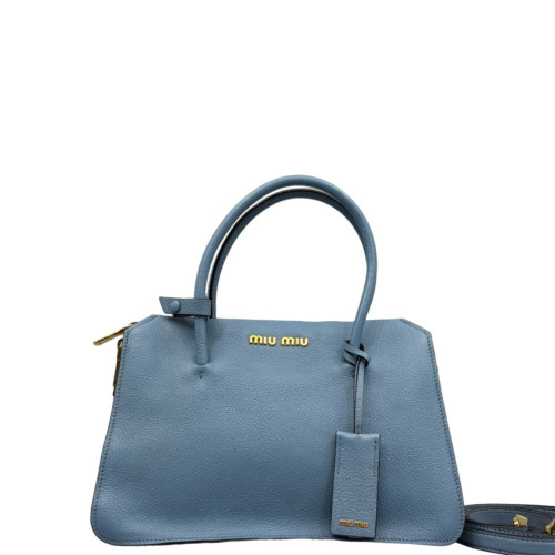 Miu Miu Two-Way Bag Calfskin Blue Dark Green