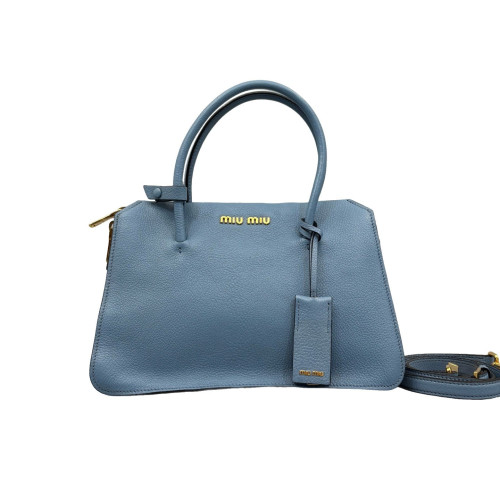 Miu Miu Two-Way Bag Calfskin Blue Dark Green