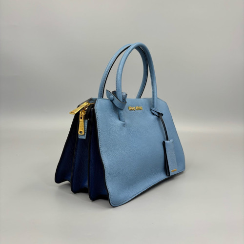 Miu Miu Two-Way Bag Calfskin Blue Dark Green