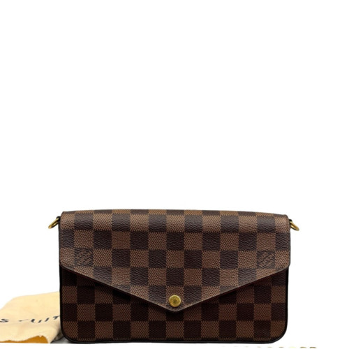 Louis Vuitton Pochette Felicie Chain Wallet Damier Ebene Brown