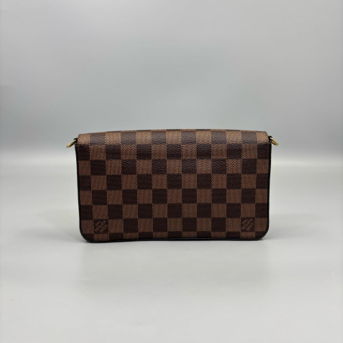 Louis Vuitton Pochette Felicie Chain Wallet Damier Ebene Brown